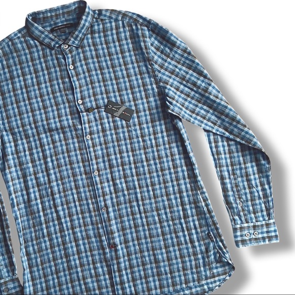 John Varvatos Star USA Fulton Gradient Check L/S Shirt - Picture 3 of 16